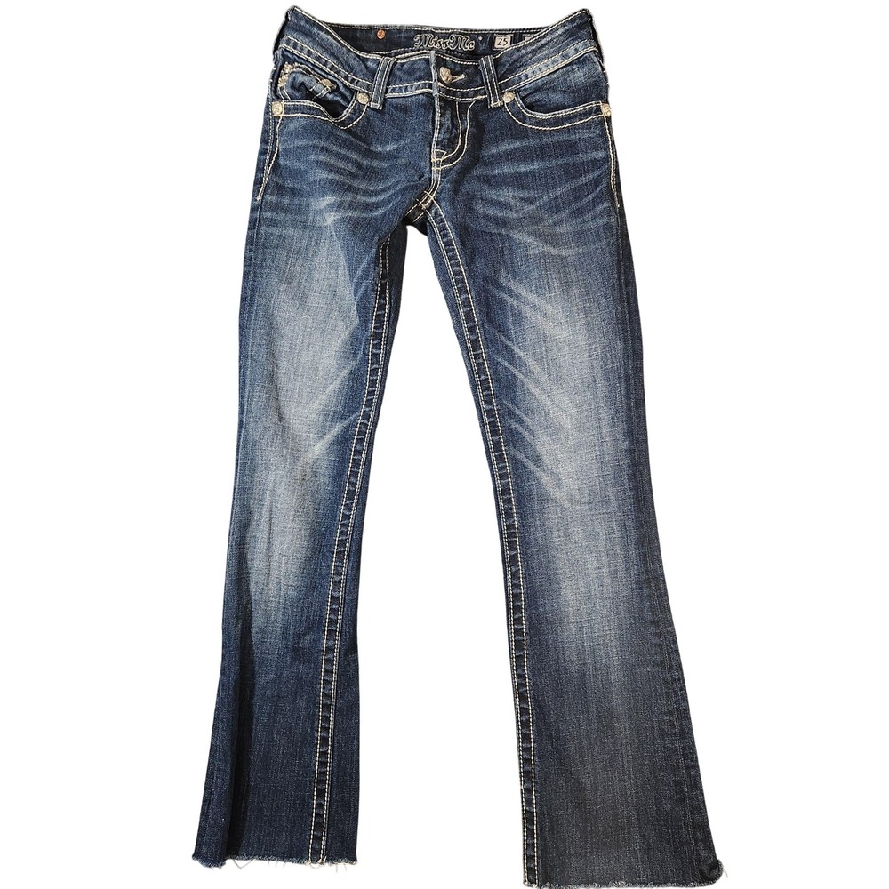 Vintage Y2K Retro 2000's Miss Me Jeans Womens 25 Blue Boot Cut Low Rise Denim